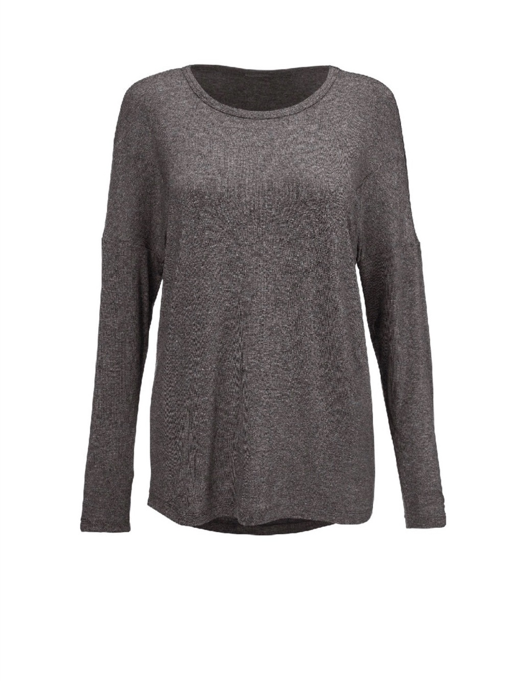 Cabi Cut Up Long Sleeve Tee - Charcoal Gray Medium